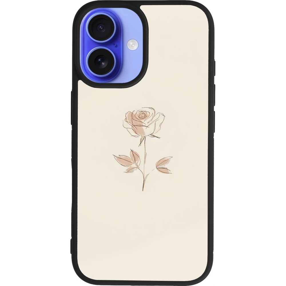 Coque iPhone 16 - Silicone rigide noir Sable Rose Minimaliste