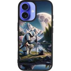 Coque iPhone 16 - Silicone rigide noir Samurai Katana Lune