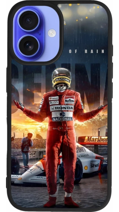 Coque iPhone 16 - Silicone rigide noir Senna The King of Rain