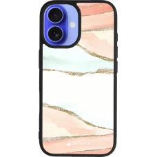 Coque iPhone 16 - Silicone rigide noir Shimmering Orange