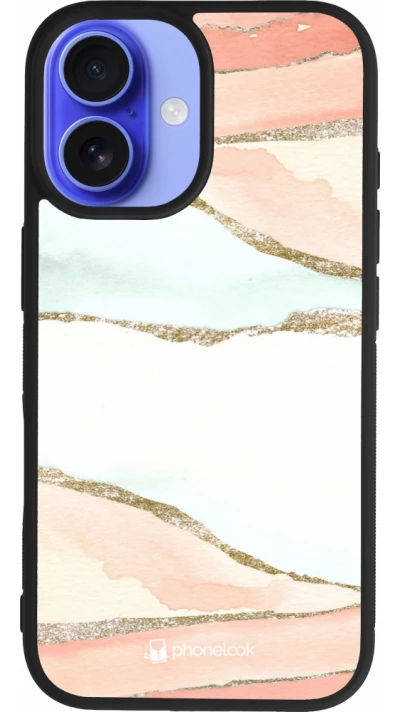 Coque iPhone 16 - Silicone rigide noir Shimmering Orange