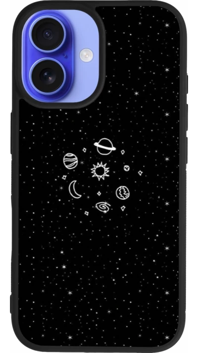 Coque iPhone 16 - Silicone rigide noir Space Doodle