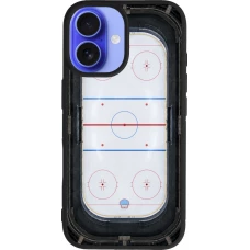 Coque iPhone 16 - Silicone rigide noir Sports 2026 Hockey