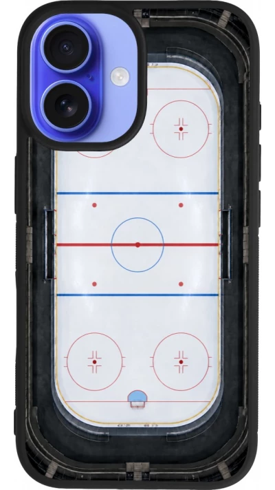 Coque iPhone 16 - Silicone rigide noir Sports 2026 Hockey