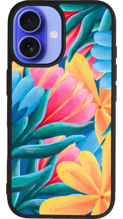 Coque iPhone 16 - Silicone rigide noir Spring 23 colorful flowers