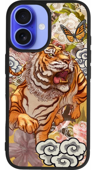 Coque iPhone 16 - Silicone rigide noir Spring 23 japanese tiger