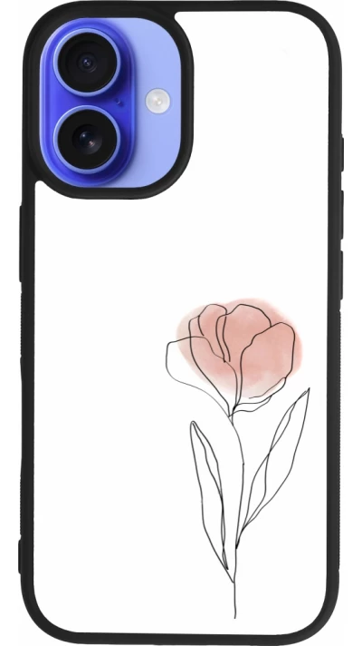 Coque iPhone 16 - Silicone rigide noir Spring 23 minimalist flower