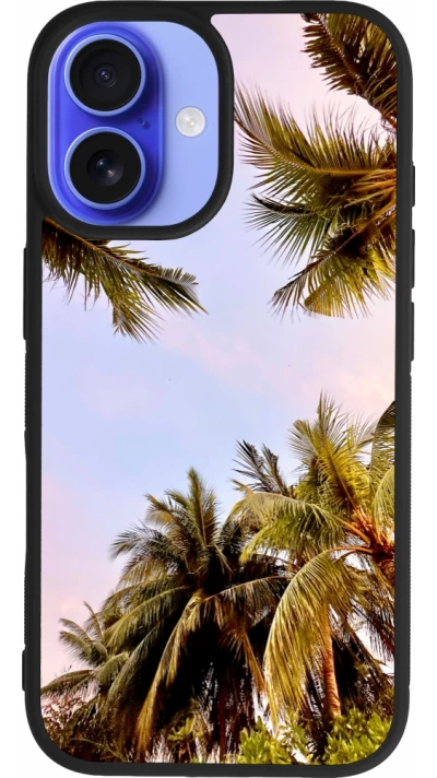 Coque iPhone 16 - Silicone rigide noir Summer 2023 palm tree vibe