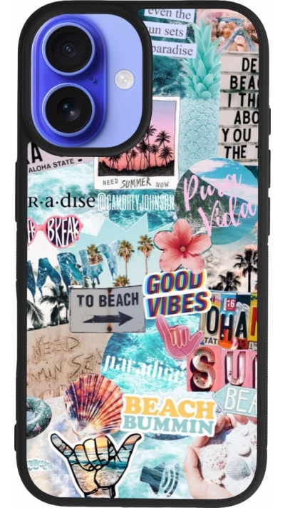 Coque iPhone 16 - Silicone rigide noir Summer 20 collage