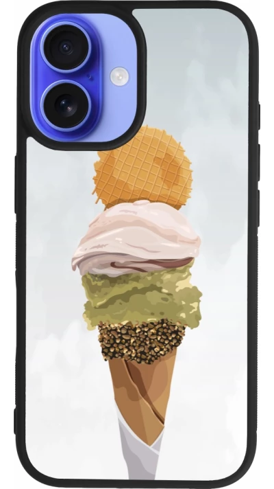 Coque iPhone 16 - Silicone rigide noir Summer 2025 Cornet
