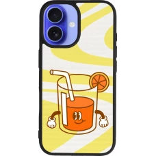 Coque iPhone 16 - Silicone rigide noir Summer drink 2026