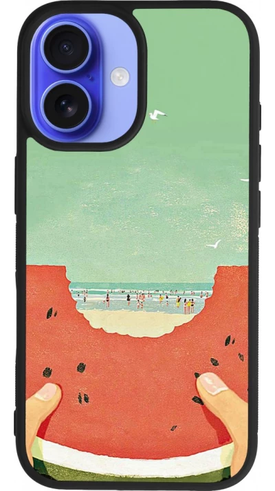 Coque iPhone 16 - Silicone rigide noir Views through a watermelon Summer 2026