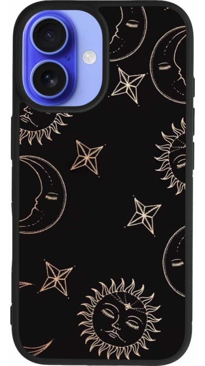 Coque iPhone 16 - Silicone rigide noir Suns and Moons