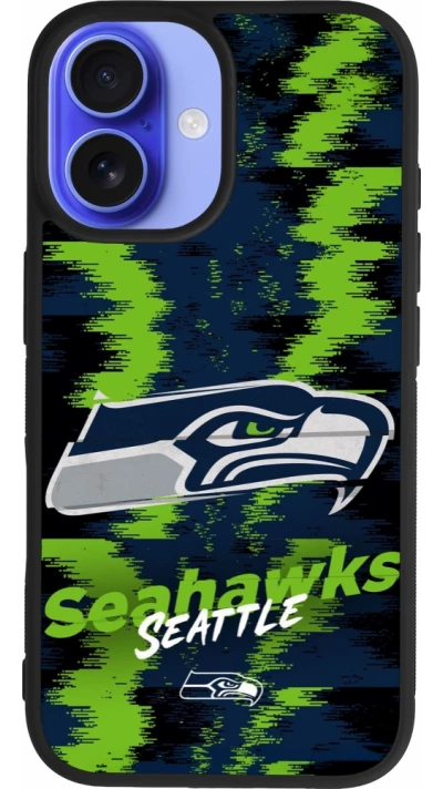 Coque iPhone 16 - Silicone rigide noir Super Bowl 26 Seattle 2