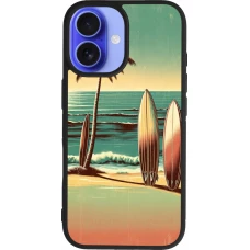 iPhone 16 Case Hülle - Silikon schwarz Surf Paradise