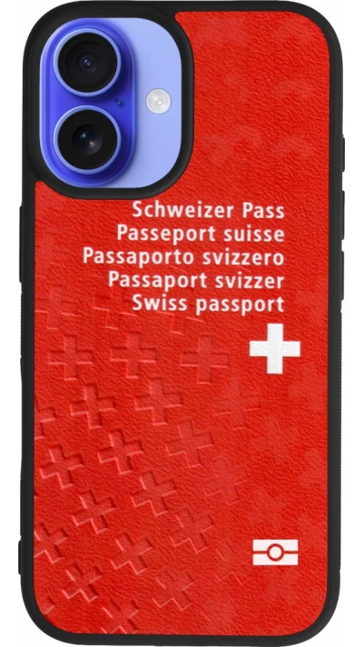 Coque iPhone 16 - Silicone rigide noir Swiss Passport