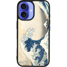 Coque iPhone 16 - Silicone rigide noir Tableau art - La Grande Vague de Kanagawa - Hokusai