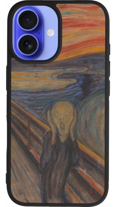 Coque iPhone 16 - Silicone rigide noir Tableau art - Le Cri - Edvard Munch