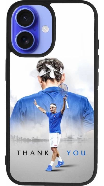 Coque iPhone 16 - Silicone rigide noir Thank you Roger