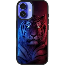 Coque iPhone 16 - Silicone rigide noir Tiger Blue Red