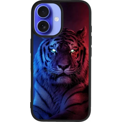 iPhone 16 Case Hülle - Silikon schwarz Tiger Blue Red