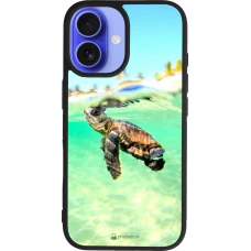 Coque iPhone 16 - Silicone rigide noir Turtle Underwater
