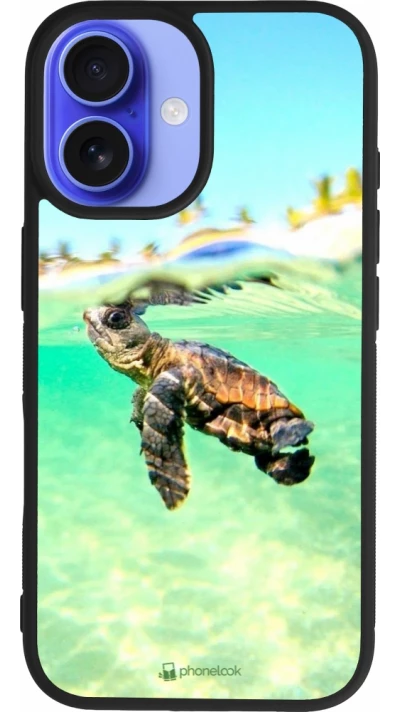 iPhone 16 Case Hülle - Silikon schwarz Turtle Underwater