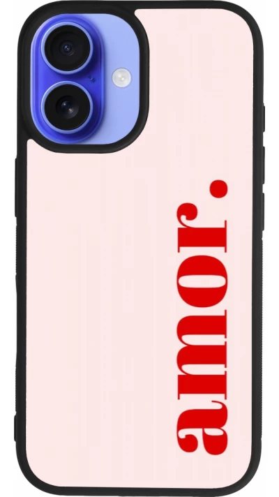 Coque iPhone 16 - Silicone rigide noir Valentine 2024 amor
