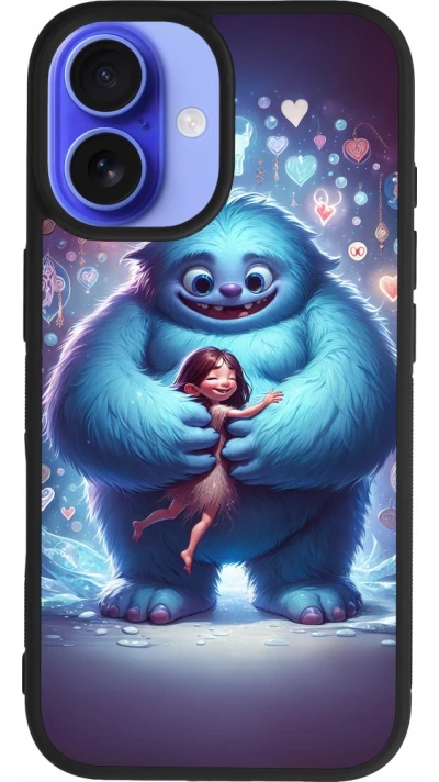 Coque iPhone 16 - Silicone rigide noir Valentine 2024 Fluffy Love
