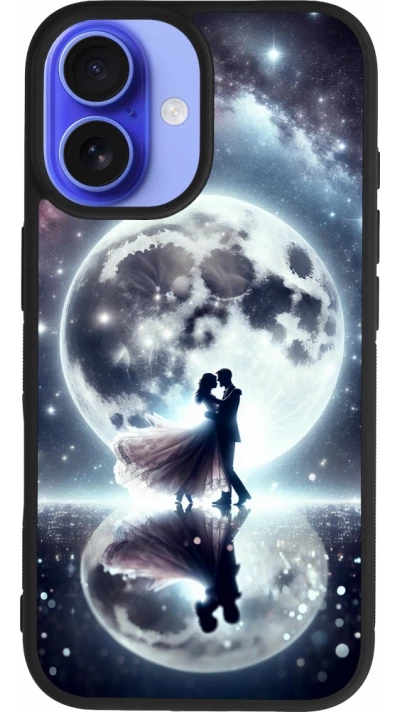 Coque iPhone 16 - Silicone rigide noir Valentine 2024 Love under the moon