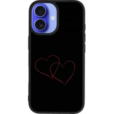 Coque iPhone 16 - Silicone rigide noir Valentine 2023 attached heart