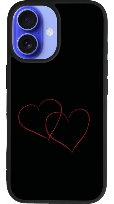 Coque iPhone 16 - Silicone rigide noir Valentine 2023 attached heart