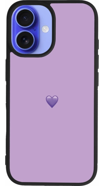 Coque iPhone 16 - Silicone rigide noir Valentine 2023 purpule single heart