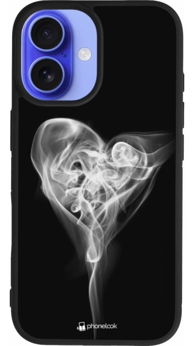 Coque iPhone 16 - Silicone rigide noir Valentine 2022 Black Smoke