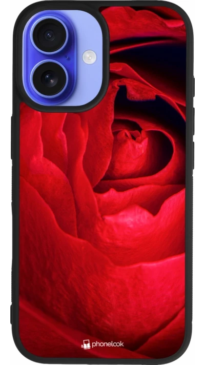Coque iPhone 16 - Silicone rigide noir Valentine 2022 Rose
