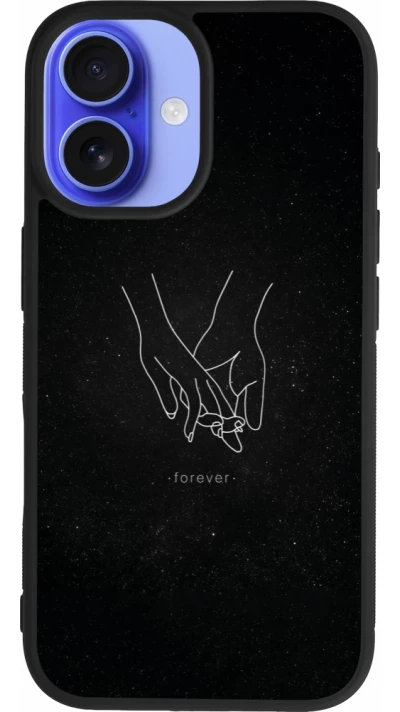 Coque iPhone 16 - Silicone rigide noir Valentine 2023 hands forever
