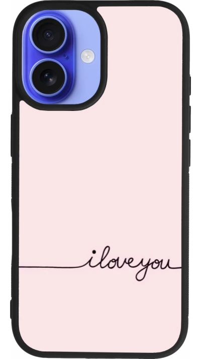 Coque iPhone 16 - Silicone rigide noir Valentine 2023 i love you writing