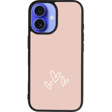 Coque iPhone 16 - Silicone rigide noir Valentine 2023 three minimalist hearts