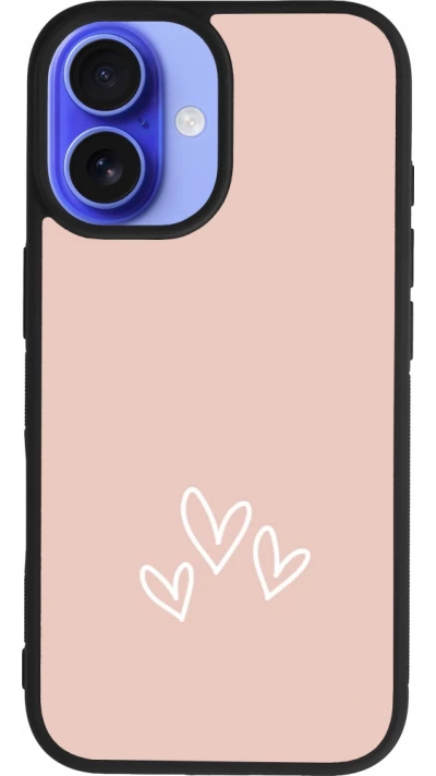 Coque iPhone 16 - Silicone rigide noir Valentine 2023 three minimalist hearts