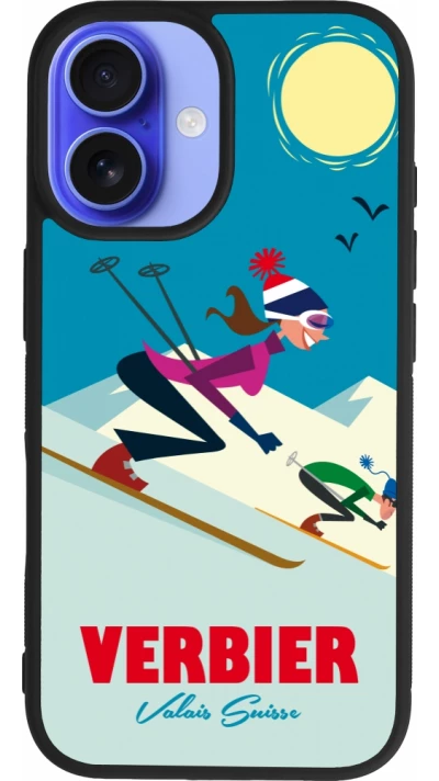 iPhone 16 Case Hülle - Silikon schwarz Verbier Ski Downhill
