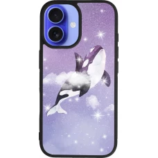 iPhone 16 Case Hülle - Silikon schwarz Whale in sparking stars