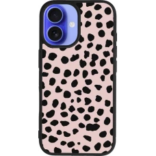 Coque iPhone 16 - Silicone rigide noir Wild Leopard Pink