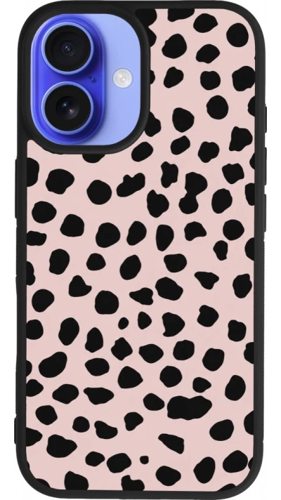 Coque iPhone 16 - Silicone rigide noir Wild Leopard Pink