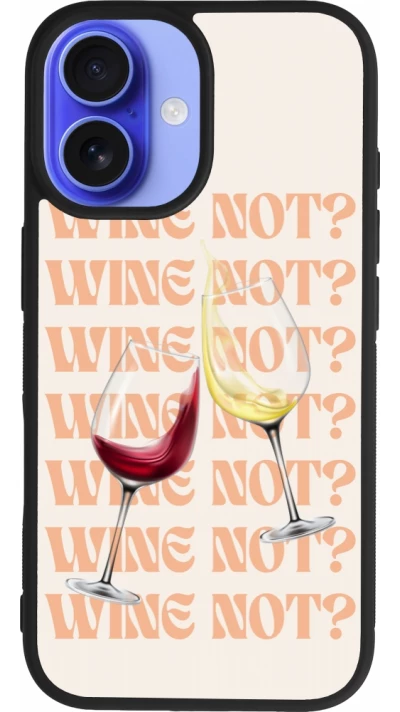 Coque iPhone 16 - Silicone rigide noir Wine not