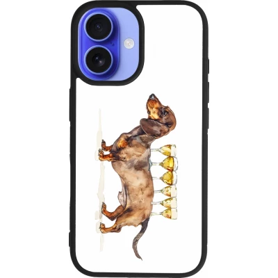 iPhone 16 Case Hülle - Silikon schwarz Wine Teckel