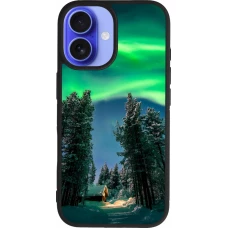 Coque iPhone 16 - Silicone rigide noir Winter 22 Northern Lights