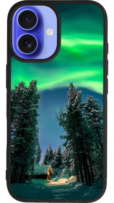 Coque iPhone 16 - Silicone rigide noir Winter 22 Northern Lights