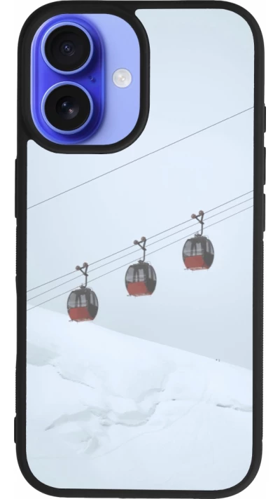 Coque iPhone 16 - Silicone rigide noir Winter 22 ski lift