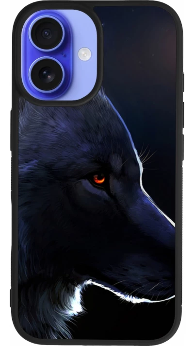 Coque iPhone 16 - Silicone rigide noir Wolf Shape