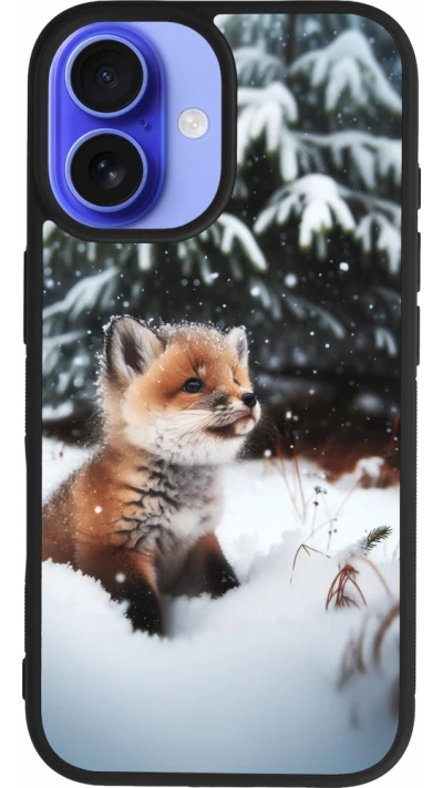 iPhone 16 Case Hülle - Silikon schwarz Weihnachten 2023 Fuechslein Tanne